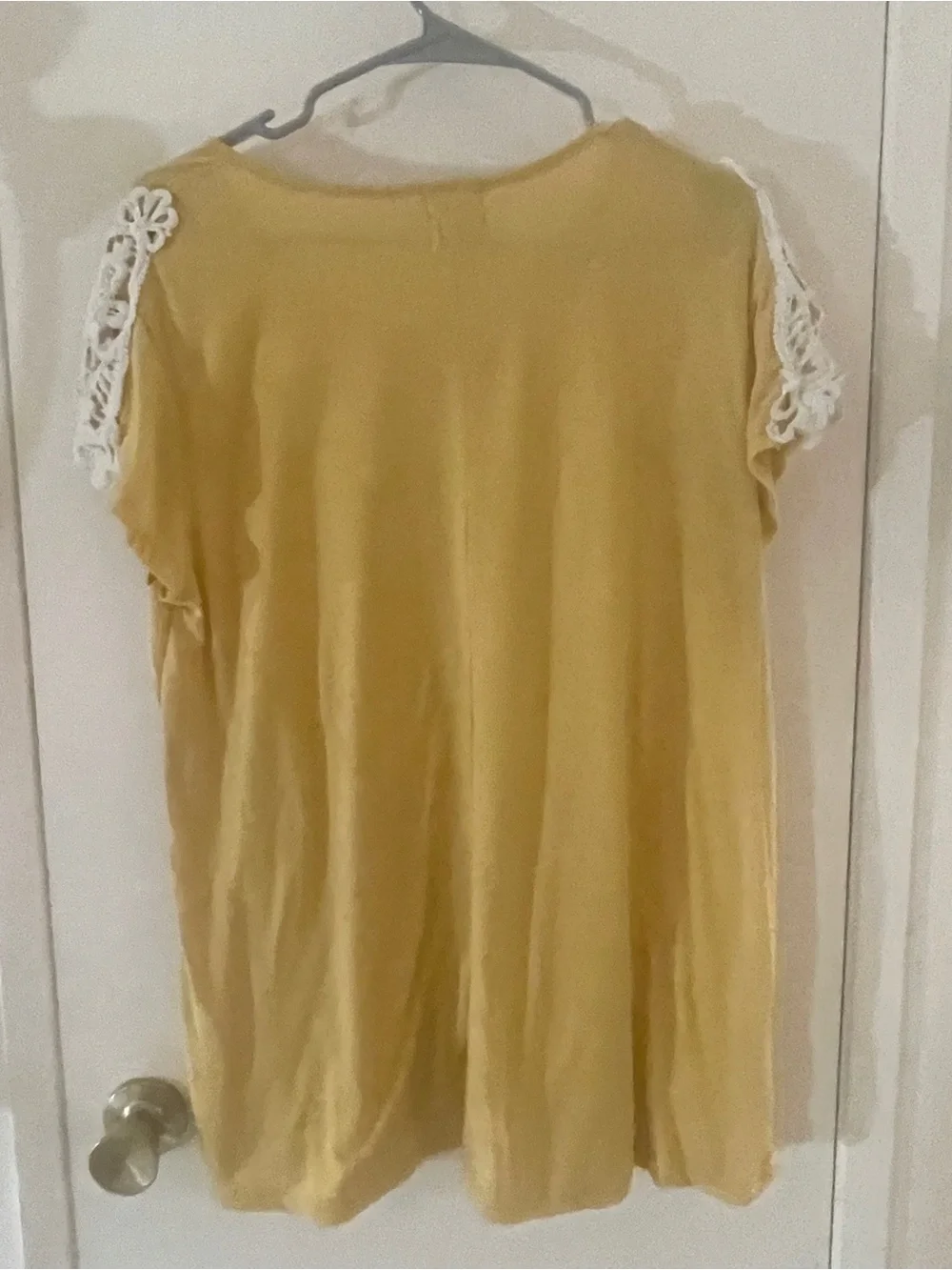 Grace & Emma Yellow Crochet Lace Cap Sleeved Top XL Boho